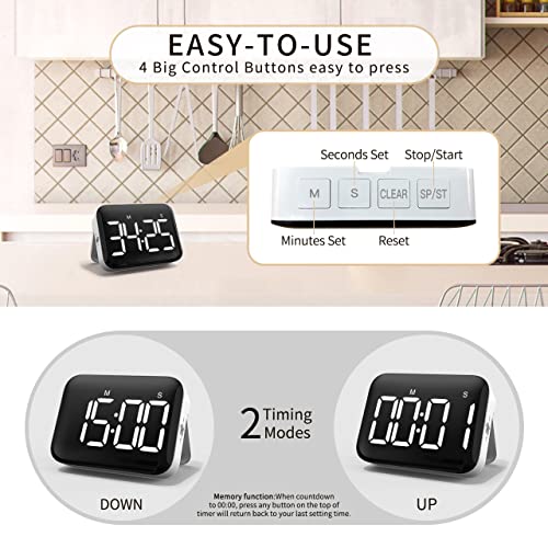 NOKLEAD Digital Kitchen Timer Countdown Count Up Timer with Large LED Display, 2