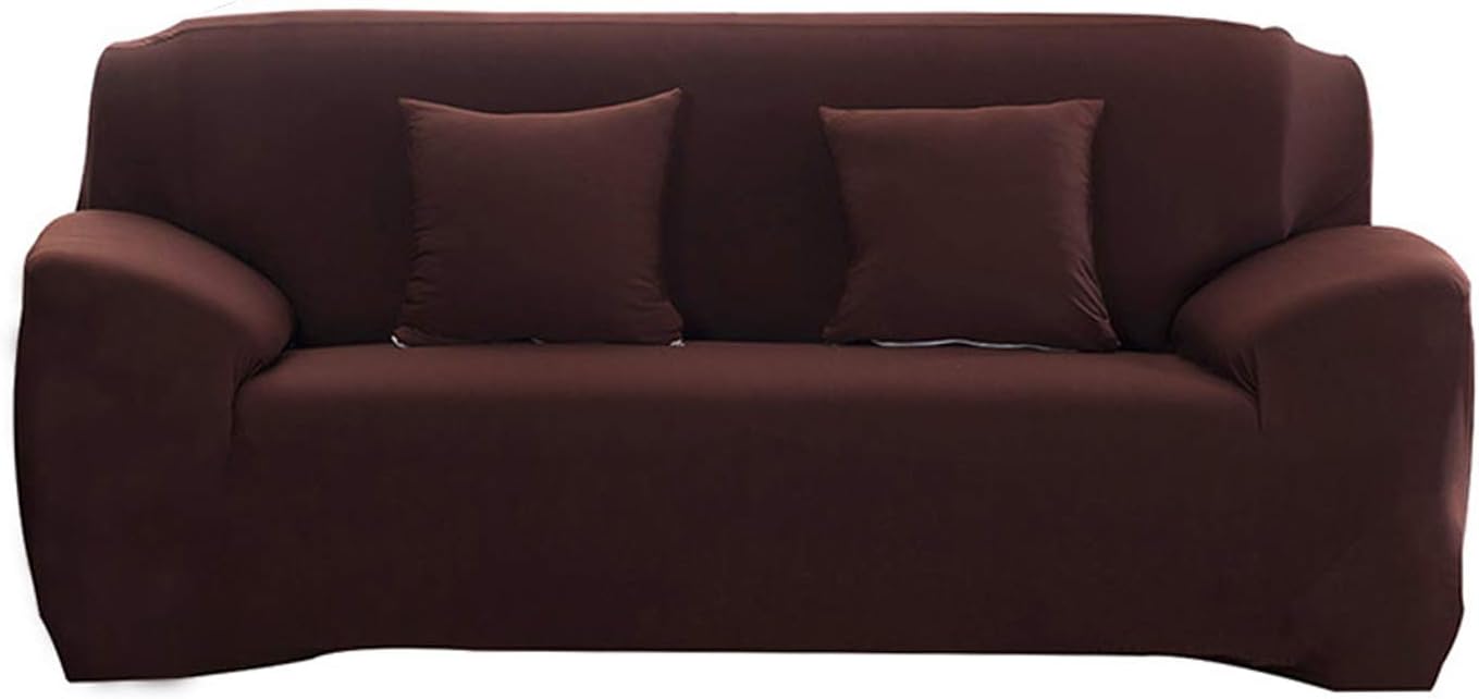 Hotniu 1-Piece Stretch Sofa Couch Covers Universal Fitted Sofa Arm-chair Slipcover Love Seat Furniture Protector (2 Seater,Coffe)