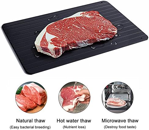 QueenTrade Fast Defrosting Tray,Thawing Plate,Quick Safest Thaw Defrost Frozen Meat Steak Without Electricity, Microwave, Hot Water, Black