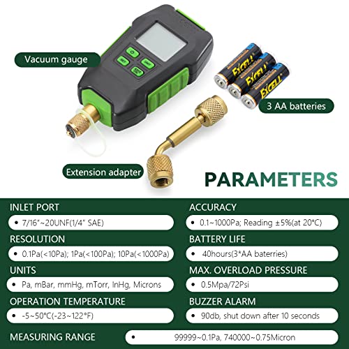 Antstone Digital Vacuum Gauge HVAC Micron Gauge Vacuum Tester Micron