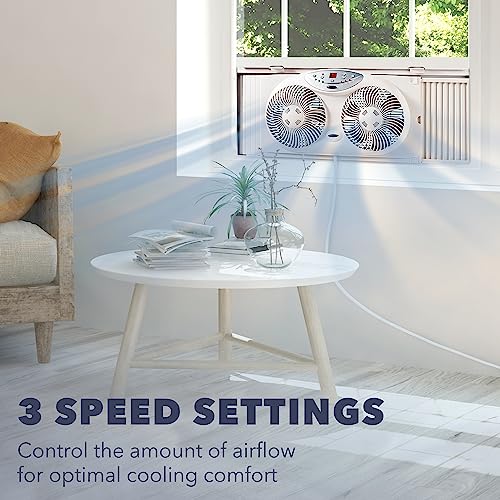 BIONAIRE Premium Digital 8.5" Twin Window Fan, Reversible Airflow