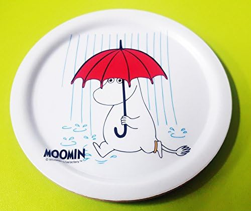 [ ACACIA ] Moomin Color Wood Coasters, 5 style, Diameter 3.94 inch (Red umbrella)