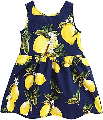 CM-Kid Girls Dress Kid Floral Sleeveless Cotton Sundress Summer Girl Clothes Size 2-7 Years