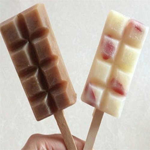 Botrong Eco-Friendly Ice Cream Tools Popsicle Mold Ice Trays Lattice Silicone Ice Maker (Red)