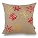 Phantoscope Decorative Merry Christmas Series Red and Yellow Embroidery Snowflakes on Beige Background 18 Inch Throw Pillow Cushion Cover