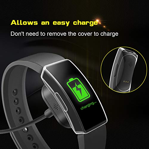 SPGuard TPU Screen Protector Compatible with Fitbit Inspire HR Case, All-Around Protective Scractch-Resist Protective Cover for Fitbit Inspire HR Smartwatch (Transparent, Can Use it When Charging)