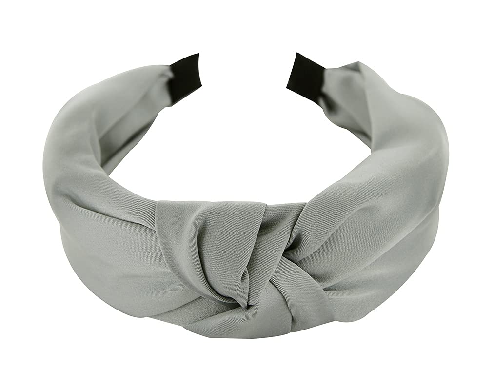 axy Headband with Knot and Satin Covered Vintage Beautiful Headband Hair Accessories Women's Headband HR35A (Grey)