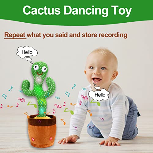 ISTATSO Talking Cactus Toy, Dancing Cactus Mimicking Toy 6-12 Months Singing Cactus Baby Toy Repeats What You Say with 120 English Songs Electronic Light Up Sensory Toys for Toddlers