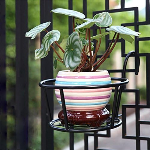 CAIJUN flower rack Window frame flower stand Iron guardrail hanging pots shelf / plant stand Balcony potted shelf (2 pieces) ( Color : C )