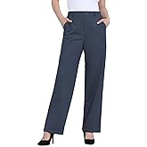 Bamans Women's Dress Pants Work High Waisted Trousers Pull On Business Casual Straight Leg Slacks