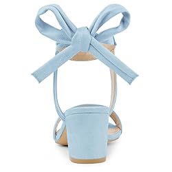 Allegra K Women's Open Toe Ankle Tie Back Sky Blue