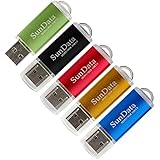 SunData 5 Pack 16GB USB 2.0 Flash Drive Thumb Drives Memory Stick, 5 Colors: Black Blue Green Gold Red