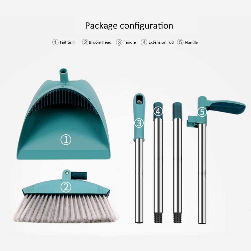 LEAZZLE Set Scopa E Paletta Salvaspazio Con 30 Carte Elettrostatiche - Testa Girevole 180°, Per Interni E Giardino - Foto 3