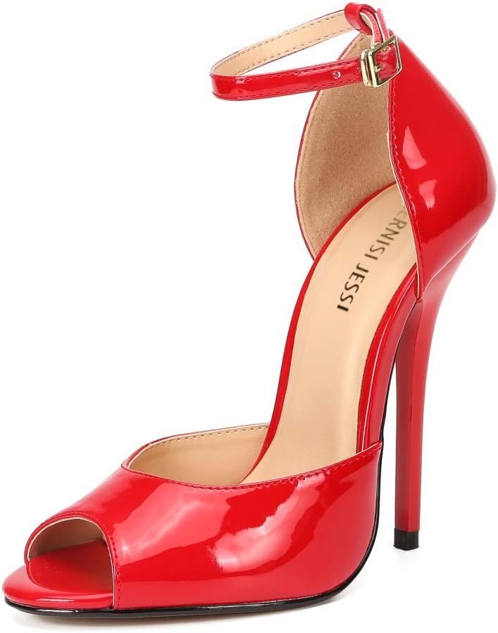 MAIERNISI JESSI Unisex Men's Women's Peep Toe Stiletto High Heels Ankle Strap Sandals
