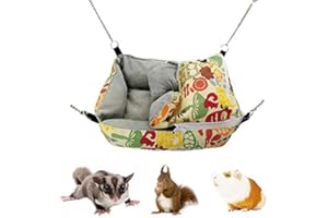 MuYaoPet Winter Warm Guinea Pig Rabbit Hedgehog Bed Sugar Glider Squirrel Hamster Hanging Cave Bed Snuggle Sack for Cage Accessories (13.7x9.8x3.1 Inch (Pack of 1), Yellow)