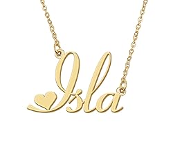 Aoloshow 18k Gold Plated Isla Heart Name Necklace