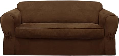 Amazon.com: MAYTEX Piped Suede 80-Piece Sofa Furniture Cover ...