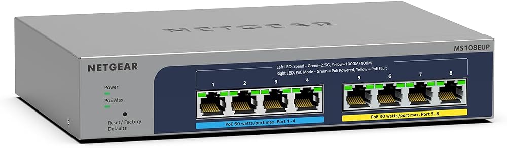NETGEAR MS108UP 8 Port 2.5G PoE++ Switch Multi-Gig Ultra60 230W FANLESS