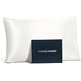 Fishers Finery 25mm 100% Pure Mulberry Silk Pillowcase (White Standard)