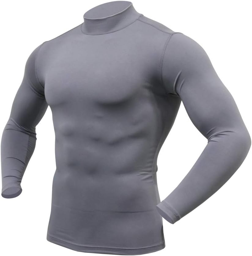 ARMEDES Mens Mock Neck Long-Sleeved T-Shirt Cool Dry Compression Baselayer