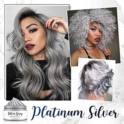 TONGHANG Hair Color Wax Silver Gray Hair Wax Instant Temporary Hairstyle Cream, Silvery Grey Hair Pomades, Natural Silver Ash Matte Hair Gel for Men and Women (Silver)
