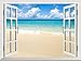 wall26 Removable Wall Sticker/Wall Mural - Beach and Tropical Sea | Creative Window View Wall Decor - 36