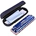 Harmonica Key of C 10 Hole 20 Tone Harmonica C Blues with Case Top Grade Heavy Duty for Professional Player,Beginner,Gift - Blue