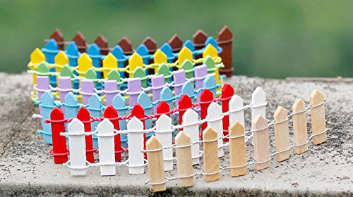 CUGBO 20Pcs Mini Wood Picket Fence Miniature Fairy Garden Micro-landscape Accessory Kits Home Garden Outdoor Decoration Ornaments Plant Pots Bonsai DIY Craft Decor