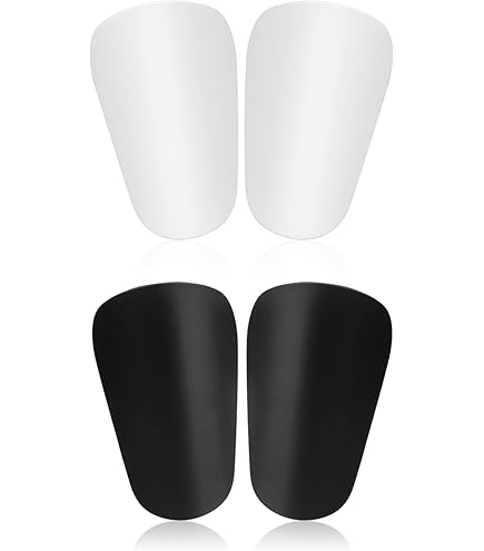 Lot 5 Mini Protège-tibias Football – Noir/blanc, Tailles 8x5cm Et 10x6cm, Avec Filet De Rangement
