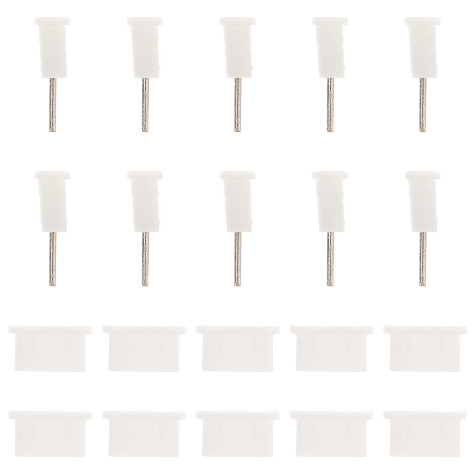 DOITOOL 10 Pairs USB C Anti Dust Plugs, Protection for Type C Devices, Silicone Anti-dust Caps for Type C Charging Port and Earphone Jack (White)