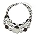 Bocar 3 Layer Turquoise Wood Beaded Statement Chunky Necklace Multi Strands Handmade Collar Jewelry for Women Gifts(NK-10124-white)