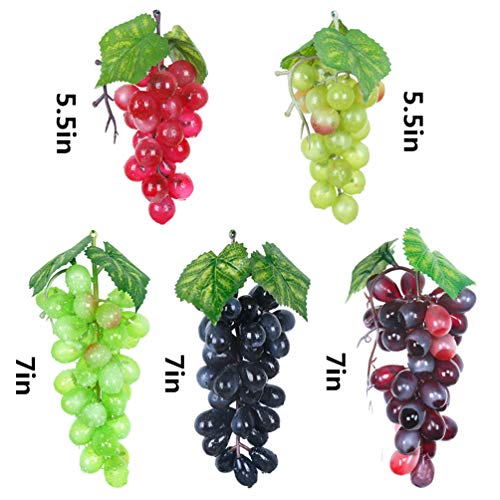 Swesy Artificial High Simulation Grapes Fake Fruit Fake Grapes, Kitchen, Office Party Wedding Decoration Photography Props (5 Pack)