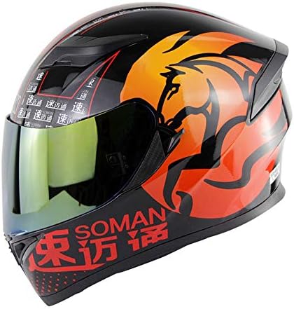 PX7 Compact Lightweight Full Face Motorcycle with Dual Visors Lens, Modular DOT And ECE Approved Moto Helmet for Racing Car Locomotive Unisex-Adult Red Helmet,M