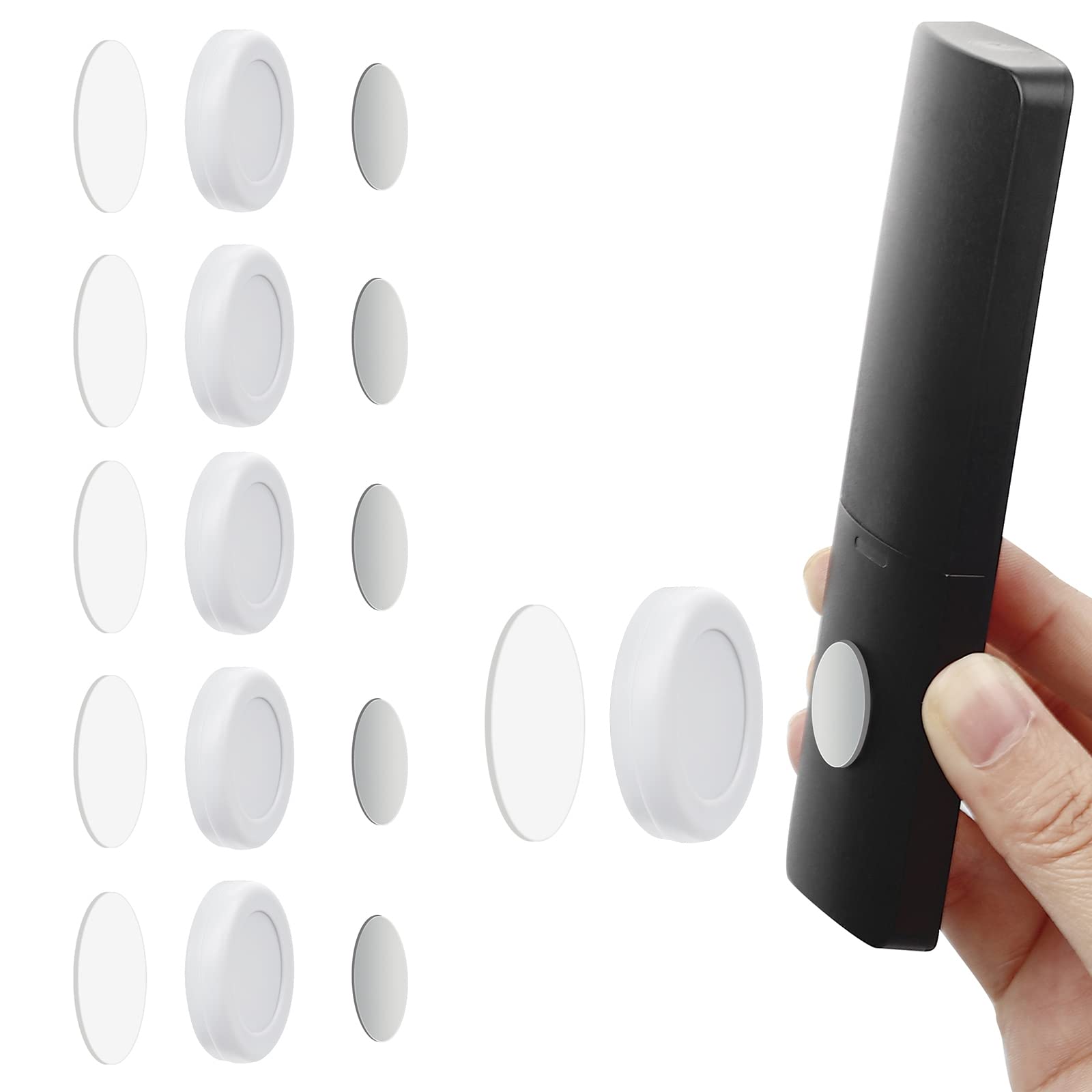 WALLFID Magnetic Remote Control Holder Wall Mount Holders Hole-Free Phone Charging Organizer Storage Containers for Home Office School Supply Storage - Strong Magnet securely Hold (5Pcs, White)