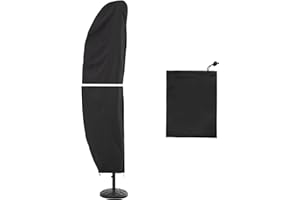 AMBARI Patio Umbrella Cover, Waterproof Outdoor Umbrella Covers for Sun and Rain, Parasol Covers 420D Oxford Black, Fits Cantilever Umbrella 12 - 14 Feet.