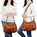 YALUXE Women's Double Zipper Soft Hobo Cowhide Leather Purse Shoulder Bag