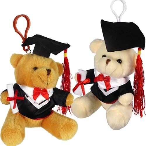 Plush Graduation Teddy Bear Keychains w/ Zipper Assorted Colors (Pack of 12X)