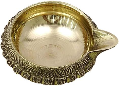 Hand Carved Bass Kuber Pooja Diya Laxmi Religious Hindu Puja Aarti Diya Oil Lamp