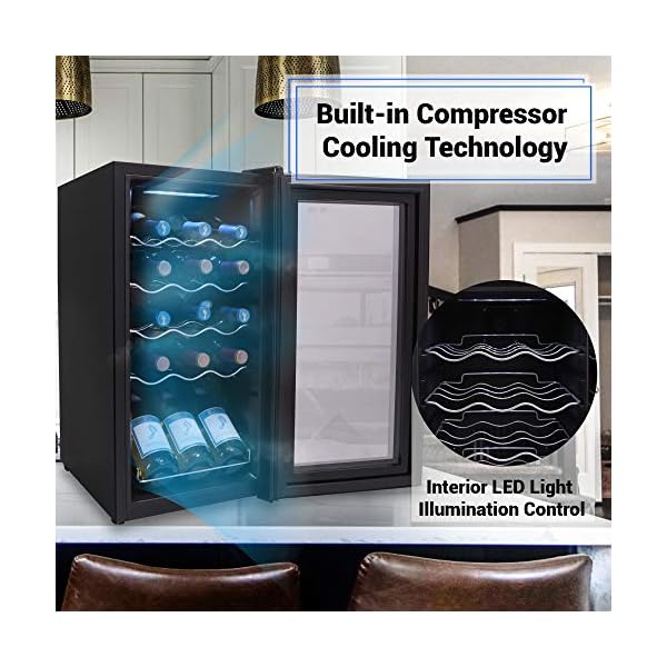 15-Bottle-Wine-Cooler-Refrigerator-White-Red-Wine-Fridge-Chiller-Countertop-Wine-Cooler-Freestanding-Compact-Mini-Wine-Fridge-15-Bottle-Capacity-Digital-Control-Glass-Door-NutriChef-PKCWC150