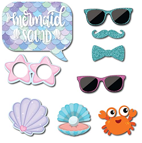 Mermaid Photo Booth Props - 41-pc Photobooth Kit With 8 X 10-Inch Sign ...