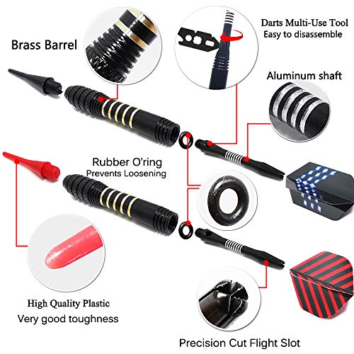 CS COSDDI Soft Tip Darts, Professional Plastic Tip Darts Set,3 Pcs 18 Gram with 20 Extra Dart Tips,6 Flights, Flight Protector and Tool Kit Ideal for Electronic Dart Board
