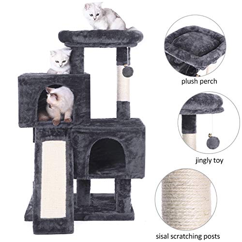 BEWISHOME Cat Tree Condo with Sisal Scratching Posts, Scratching Board