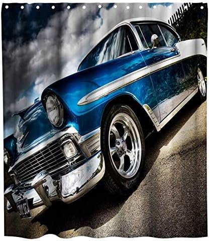 Amazon Com Speed Classical Sports Car Roadster Shower Curtain Vintage Car Theme Fabric Bathroom Decor Sets With Hooks Waterproof Washable 72 X 72 Inches Grey Blue Kitchen Dining