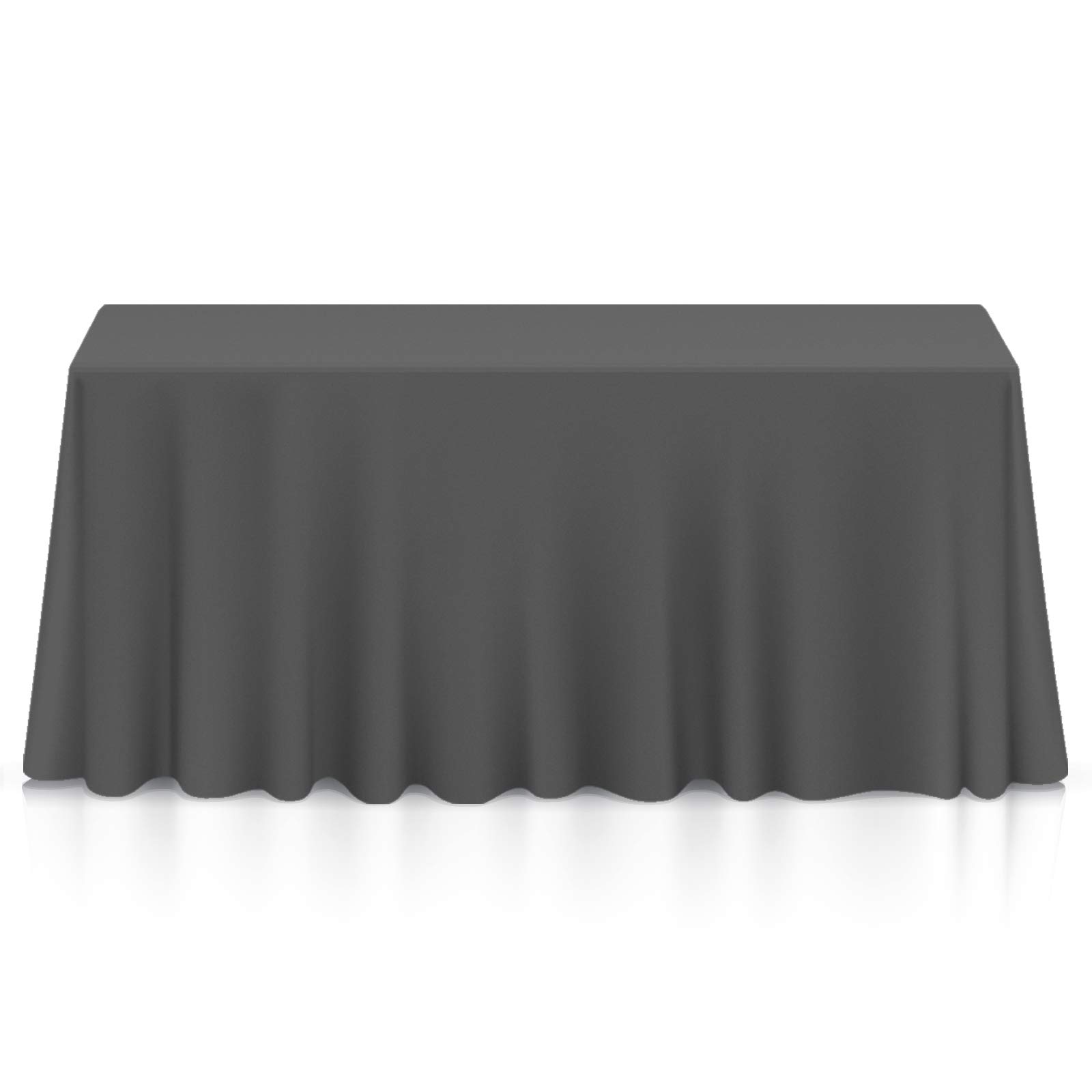 Lann's Linens 90 x 156 Inch Rectangular Tablecloth, Washable Polyester Fabric Table Cloth for Dining Tables, Parties, Restaurant, Weddings - Dark Gray