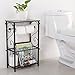 MyGift Black Metal Bathroom Table Stand Storage Shelf with Dual Toilet Paper Holder, Magazine Basket and Scrollwork Design