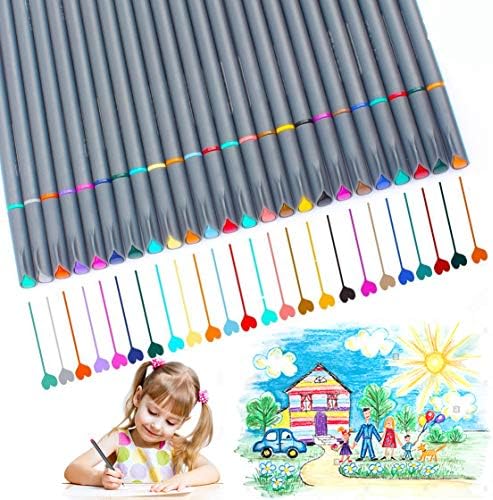 Fineliner Pens, Vonart Fineliner Color Pens 24 Art Pens for Drawing Fine Tip Colored Writing Pens Fine Line Point Marker Pens for Bullet Journal Planner Note Calendar Coloring Art Projects