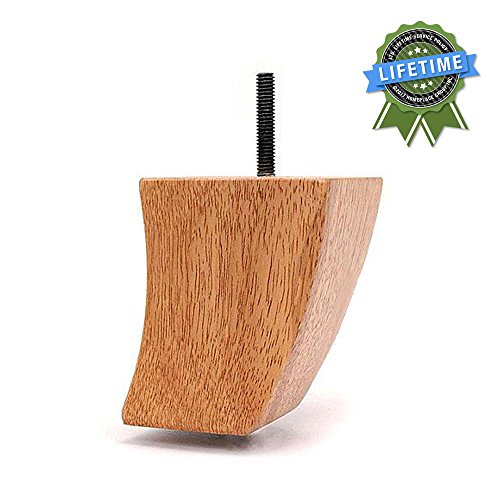 Leg Daddy 3 3/4 Inch Danish Finish Square Tapered Curved Sofa Leg, Set of 4