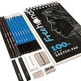 Sketch Pencils Set with 100 Page Drawing Pad - Kneaded Eraser Included - Drawing