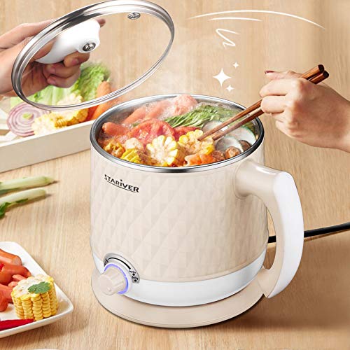 Stariver Electric Hot Pot, 1.8L Electric Cooker, MultiFunctional Mini