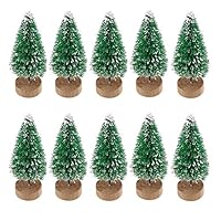 VinBee 30 PCS Artificial Mini Christmas Trees Mini Pine Tree Sisal Trees Miniature with Snow Wood Base Ornaments for Christmas Table Top Decor Winter Crafts (2.6 inch)